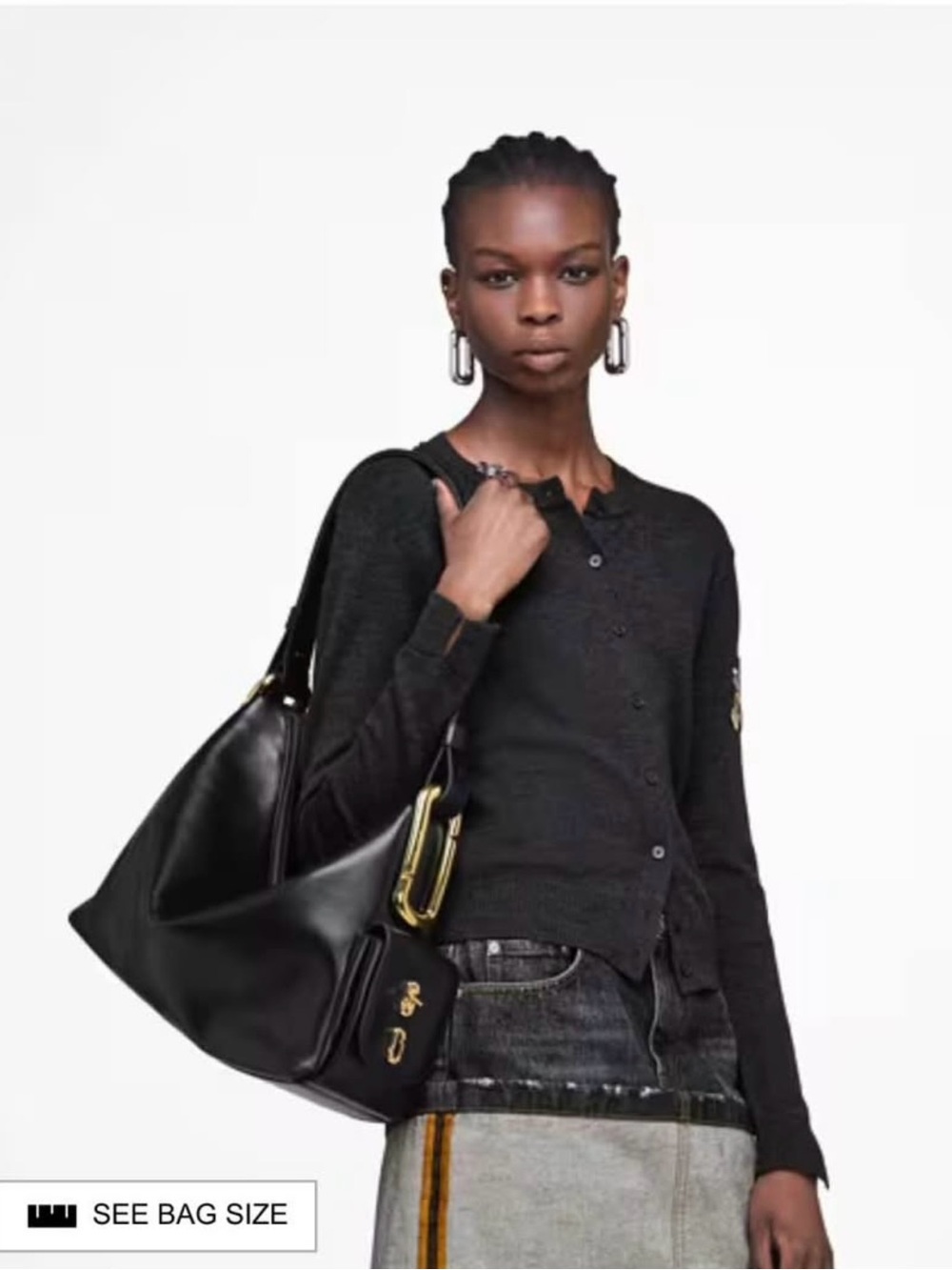 Marc Jacobs Black Leather Scene Large Shoulder Bag - Picture 7 of 8